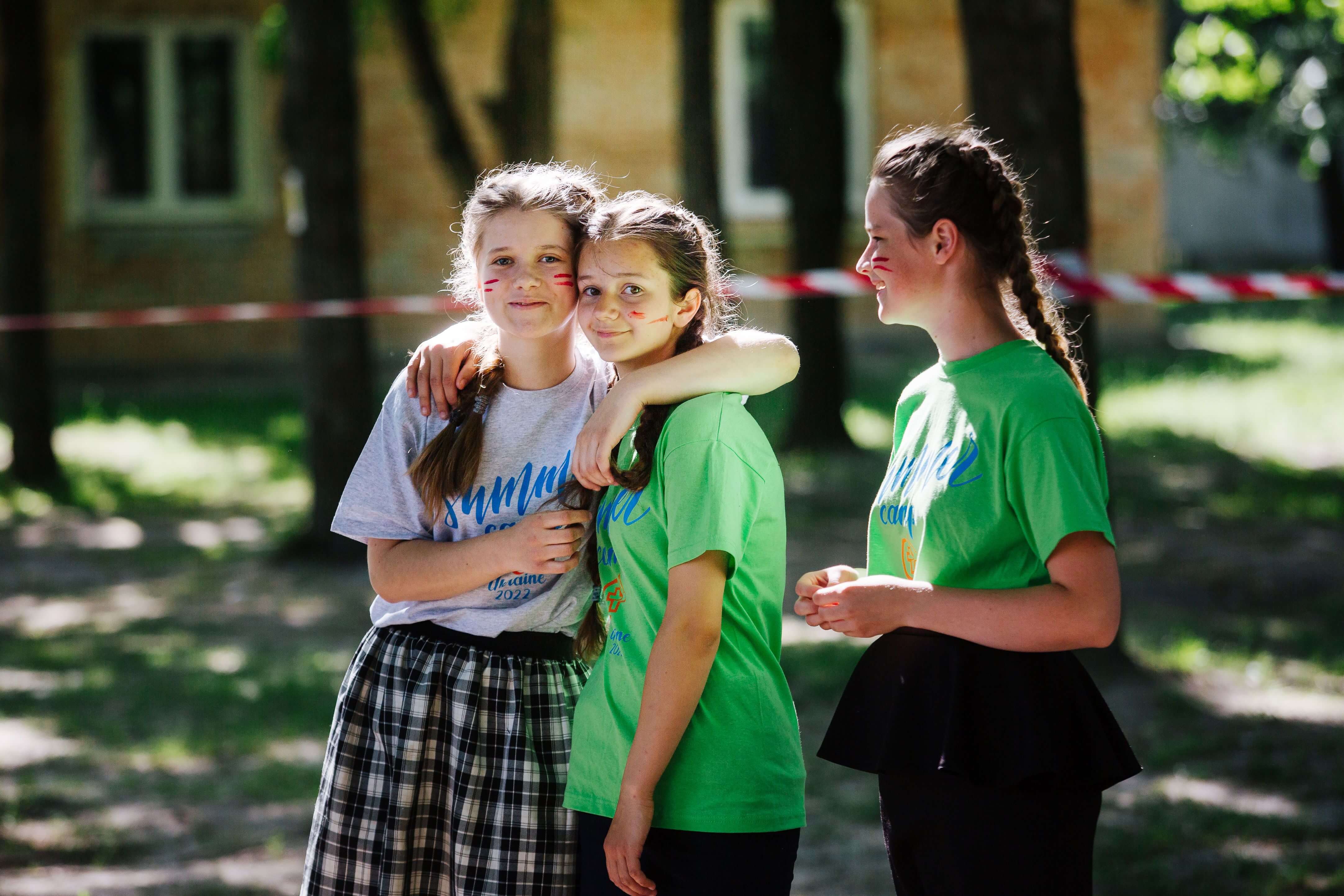 Friends enjoy time connecting at summer camp in Ukraine